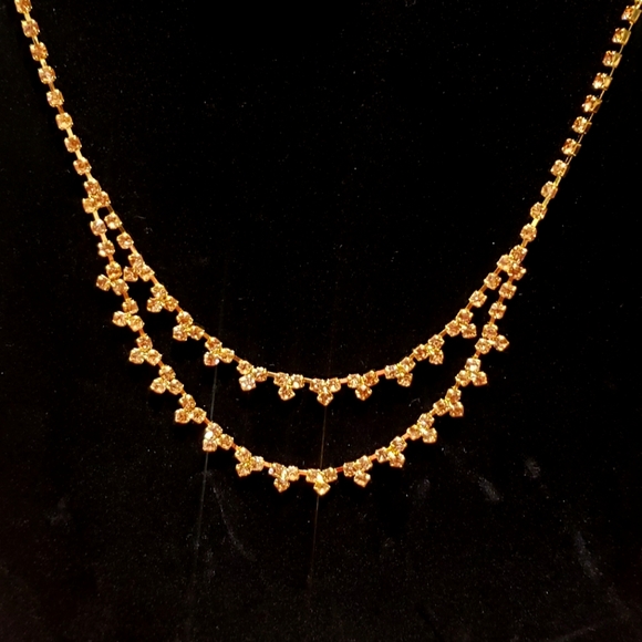 Gold Rhinestone Layered Necklace - Picture 5 of 5